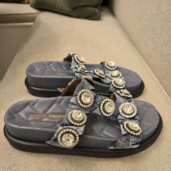 Kurt Geiger Denim and Silver Embellished Sandals - Picture 2 of 4